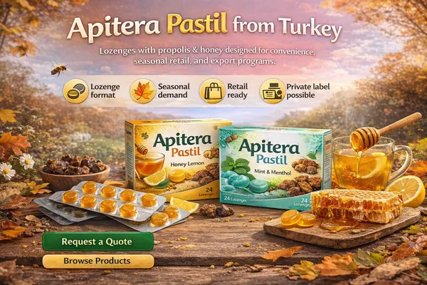 Apitera Pastil lozenge supply from Türkiye for wholesale and export buyers